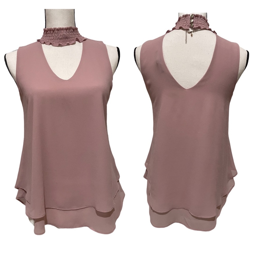 Hollywould HighVNeck Open Front&Back SleevelessTop